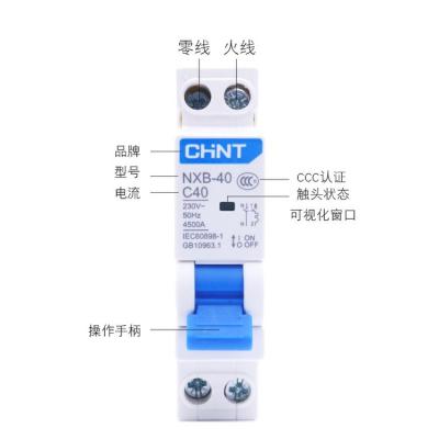 CHINT/正泰電器 NXB-40 1P+N C16 4.5kA 微型斷路器 12只/盒，180只/箱